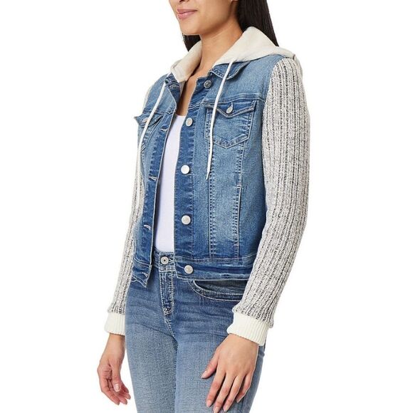 Juniors Wallflower Dreamer Jean Sweater Jacket - Picture 3 of 4